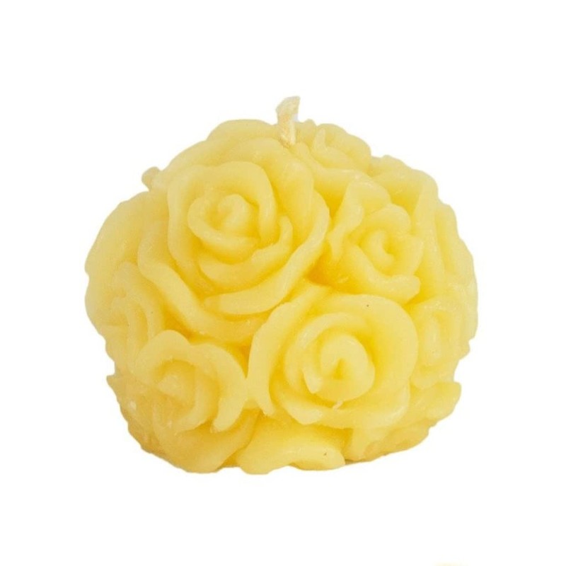Candlestock Handmade Beeswax Rose Ball Unscented Candle (Red)