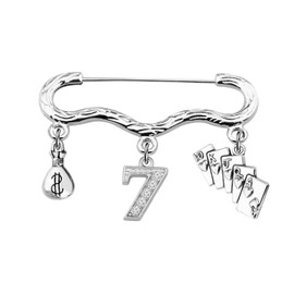 CENWA Gamble Gifts Gamble Charm Pin Lucky Lady Lucky Casino Gifts for Gambler Casino Lover Gift, Metal, no gemstone