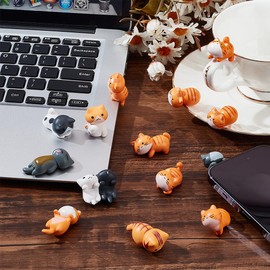 PLIGREAT 14 Pcs Cute Cat Car Rearview Mirror Accessories Fun Cat Figure Rearview Mirror Ornament for Car Dashboard Automotive Window Truck Interior Decoration Universal Car Interior Decor Accessories