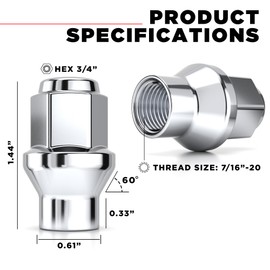 White Knight 7802-4 Chrome 7/16"-20 ET Bulge Lug Nut, 4 Pack