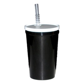 Opaque Black Drinking Glasses, Lids and Straws (Black) Pack 12