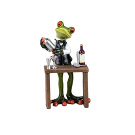 formano Funny Frogs Bartender Figurine Decoration 16 cm Hand-Painted Artificial Stone Sculpture Froschhausen