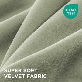 Joydeco Sage Green Velvet Curtains 90 Inches 2 Panels, Luxury Thermal Insulated Soft Green Curtains for Bedroom & Living Room, Room Darkening Velvet Drapes, Rod Pocket (52W x 90L)