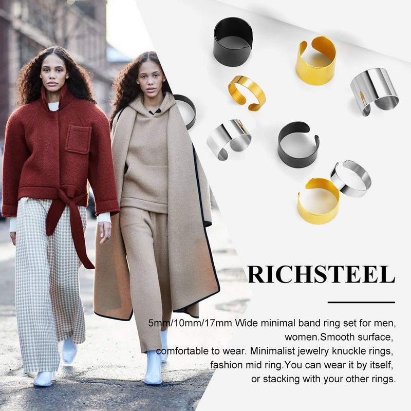 Richsteel Men's Women's Ring Highly Polished Band Ring Matt Ring