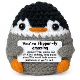 Krinisou Positive Crochet Animals, You are Amazing Penguin Gifts for Women, Inspirational Motivational Encouragement Appreciate Gifts for Coworker Friend Her