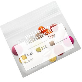 Zipper Pill Organizer Pouch Bags - Now 20% Stronger - Pack of 100 3 Mil Clear, Reusable, BPA Free, Write On Label, Pill Organizer for Travel by PILLTHING