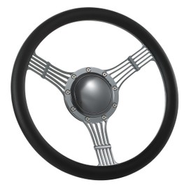 14" Gun Metal Billet Steering Wheel Half Wrap with Horn Button-Black
