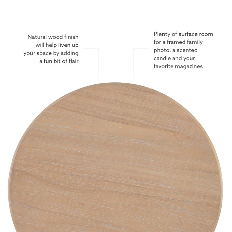 Powell Tarkin Round Natural Wood Turned Spindle Pedestal Side Accent