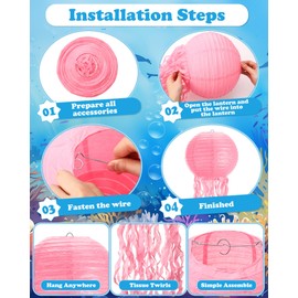18 Pcs Jellyfish Paper Lanterns Mermaid Birthday Decorations Hanging Lantern Lamps for Ocean Theme Decor Under The Sea Party Supplies