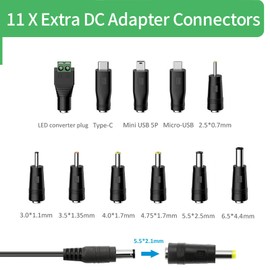 Security-01 5V 3A DC Power Supply Adapter,AC 100V-240V to DC 5 Volt 3Amp Power Cord for Security Camera,Baby Monitor,Raspberry,Type-C,USB with 11 Tips,UL Listed