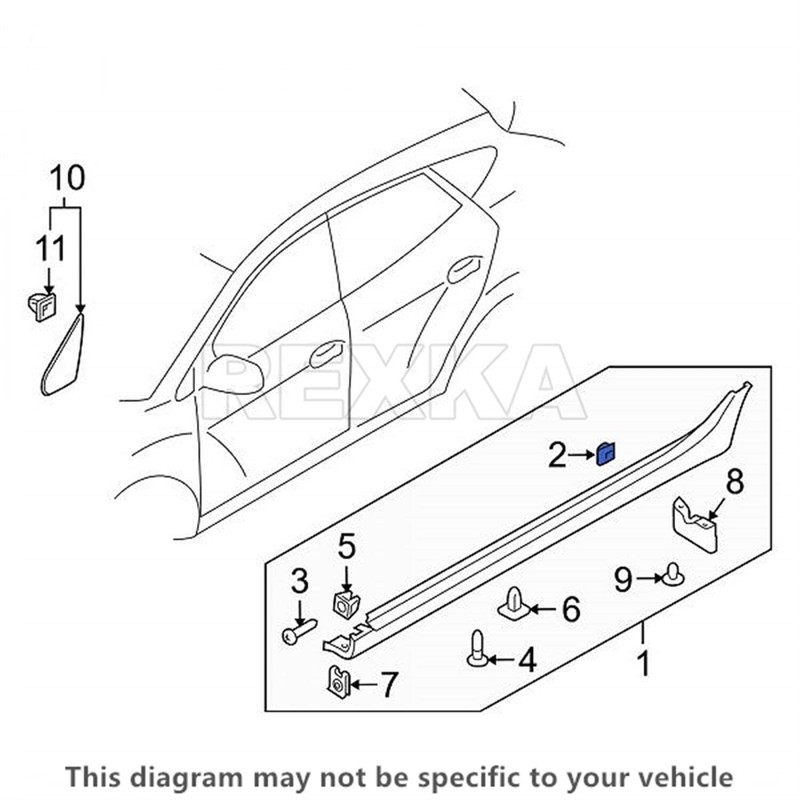 Rexka 10pcs Rocker Molding Clip for Hyundai Kia 87756-2E000
