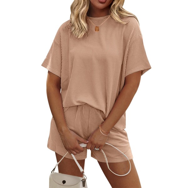 Ekouaer Womens Pajama Sets Short Sleeve Lounge Sets 2 Piece