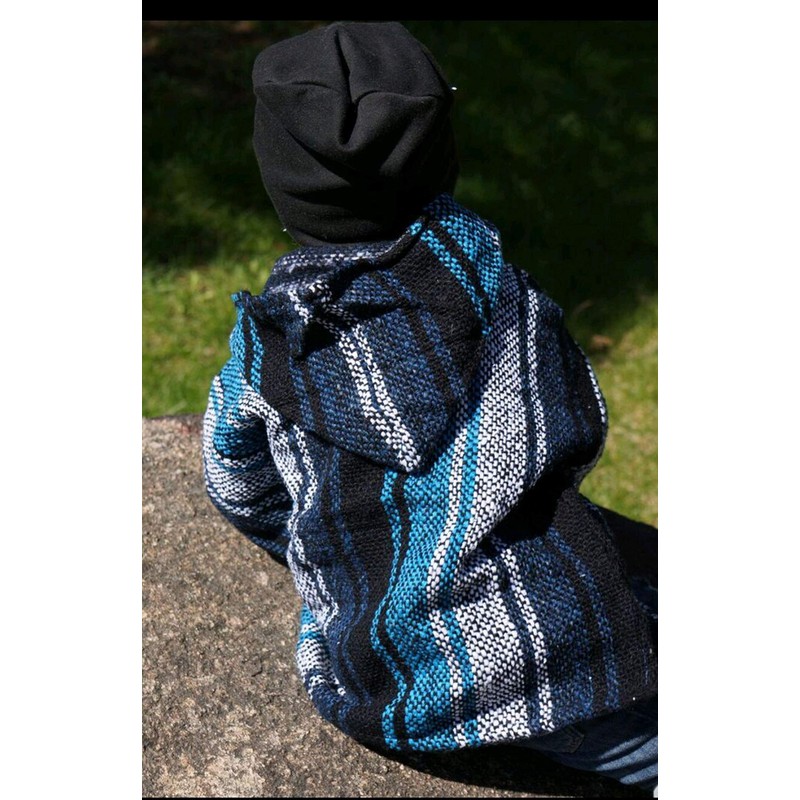 Sudadera con capucha mexicana para niños y niñas, Turquesa/Azul Marino,