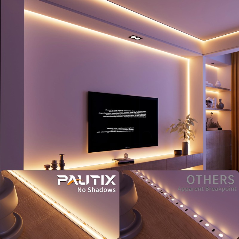 PAUTIX COB LED Strip Light 2700K,16.4ft Dimmable 2520LEDs DC24V Warm