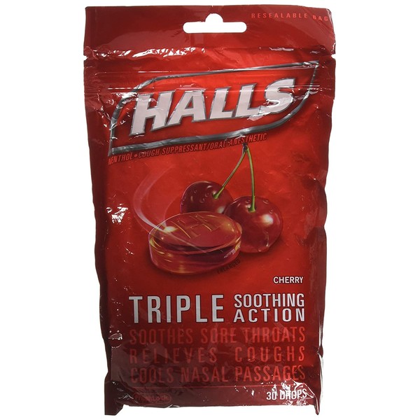 Halls Cough Drops Cherry - 30 Drops