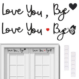 URROMA 2 Set Love You Bye Sign Above Door,Black Wood Sign Home Decor with Tape Boho Door Sign Wall Hallway Entryway Decorations for Family Art Gift