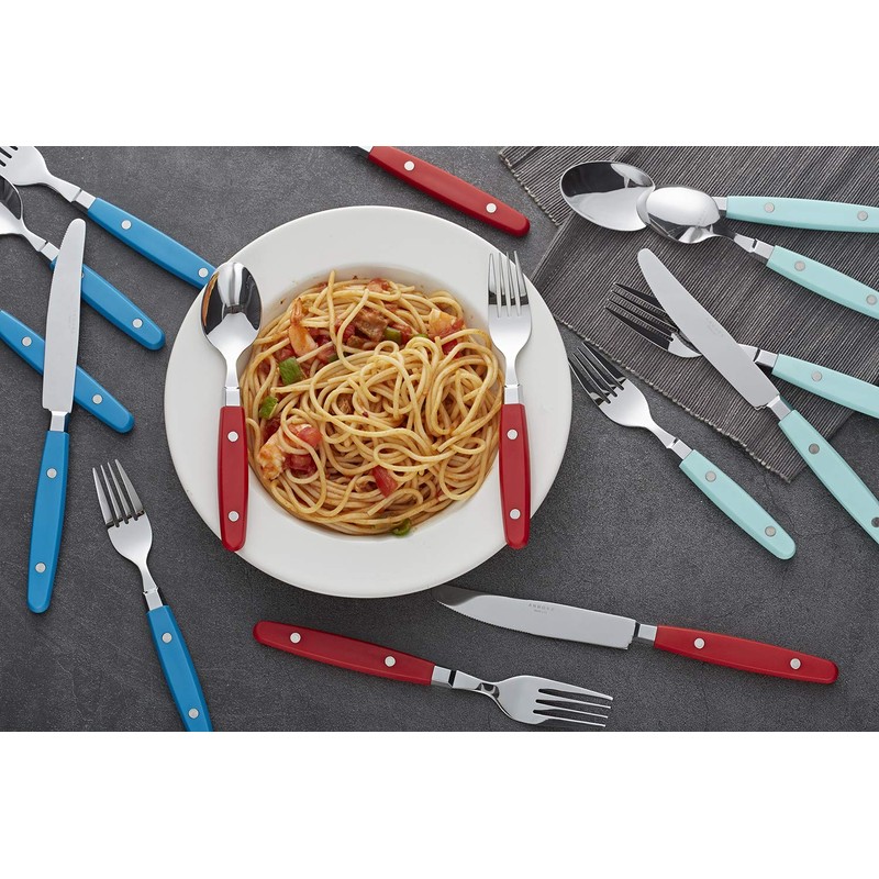 ANNOVA Silverware Set Stainless Steel Cutlery Color Handle With Rivet/Retro
