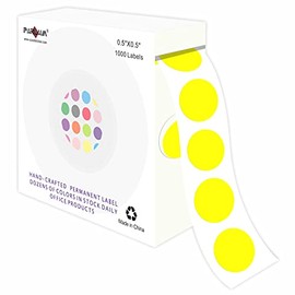 PARLAIM 1/2 Inch Color-Code Dot Stickers,1000 per Roll dots Label Dispenser Box,Color Coding Circle Stickers(Yellow)