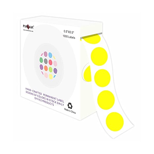 PARLAIM 1/2 Inch Color-Code Dot Stickers,1000 per Roll dots Label