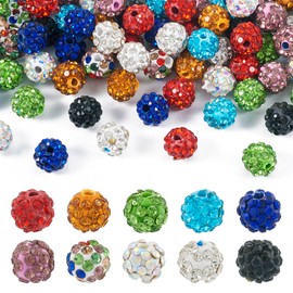 Cheriswelry 100Pcs 8mm Crystal Pave Disco Ball Beads Polymer Clay Rhinestone Beads Loose Spacer Beads for DIY Crafts Necklace Bracelet Jewelry Making