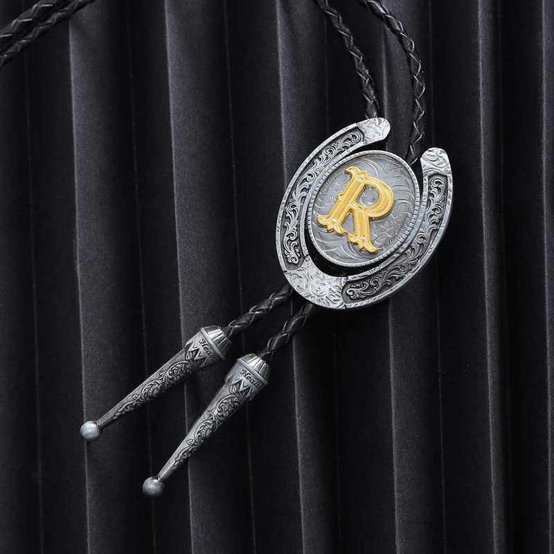 HUABOLA CALYN Vintage Bolo Tie for Men- Initial Letter ABCDMJR