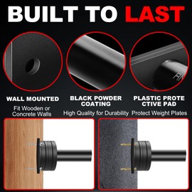 ANOSWXG Wall-Mounted Strength Training Plate Storage Rack – Heavy Duty 2” Weight Plate Holder with Foam Padding, Bumper Plate Storage for Home Gym, Garage, and Power Rack (Black-8pis)