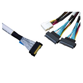 DiliVing 𝐃𝐢𝐋𝐢𝐧𝐤𝐞𝐫 PCIe 5.0 𝐌𝐂𝐈𝐎 x8 to 2*𝐔.𝟐 𝐍𝐕𝐌𝐞 Adapter,𝐒𝐅𝐅-𝐓𝐀-𝟏𝟎𝟏𝟔 74Pin to 2*𝐒𝐅𝐅-𝟖𝟔𝟑𝟗 68Pin Cable with Power, Mini Cooledge IO Cable 80CM