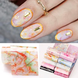 HYWWPFLAY 10 Sheets Starry Sky Nail Foils Transfer Nail Art, Holographic Nail Art Foil Transfer Stickers, Galaxy Polish Nail Foil Decals, Manicure Design for DIY Nails Decoration