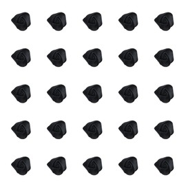 Ruwado 25 Pcs Satin Fabric Rose Small Cute Mini Chic Flowers Accessories for Home DIY Crafting Sewing Dress Hair Pin Headband Wedding Party Decoration Supplies (Black)