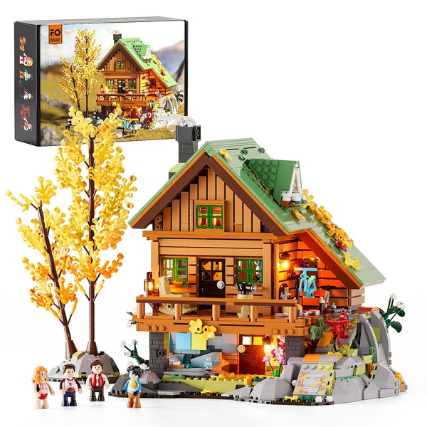 FUNWHOLE Mountain-Cabin House Lighting Building-Bricks Set - Friends Mountain House