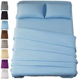 Sonoro Kate Bed Sheet Set Super Soft Microfiber 1800 Thread Count Luxury Egyptian Sheets 18-Inch Deep Pocket Wrinkle and Hypoallergenic-3 Piece(Twin Lake Blue)