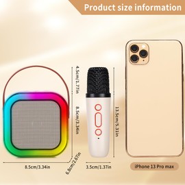 Karaoke Machine for Kids Mini Karaoke Machine with 2 Wireless Microphones for Adults, 18 Pre-Loaded Songs, Portable for Girls Toys 4, 5, 6, 7, 8, 10, 12+ Years Old Teens Birthday (White)