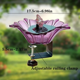 Deck Mounted Bird Bath for Outside, Bird Bath Bowl with Sturdy Clamp, Detachable Balcony Railing Birdbath, Outdoor Decorative Bird Feeder for Garden Patio Lawn Yard
