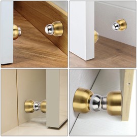 Sumnacon Magnetic Door Stoppers, 4 Pack Powerful Stainless Steel Doorstop Wall Mount Metal Door Holder to Keep Doors Open, Heavy Duty Modern Gold Door Stops for Home Office Bedroom Bathroom