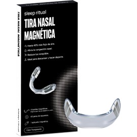 Sleep Ritual Tira Nasal Magnética Reutilizable para Dormir y para Deporte Antironquidos, Incluye 4 Tiras de Diferente Tamaño, 60 Adhesivos de Repuesto y Aplicador