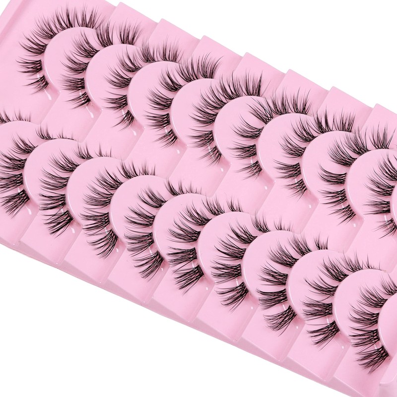 10 Pairs Cluster Lash D Curl Russian Strip Lashes Fluffy