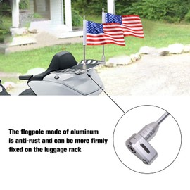 Gdcreestar Vertical Motorcycle Flagpole with American Flag Aluminum Decorative Luggage Rack Kit for Honda Goldwing GL1800 2001-2012