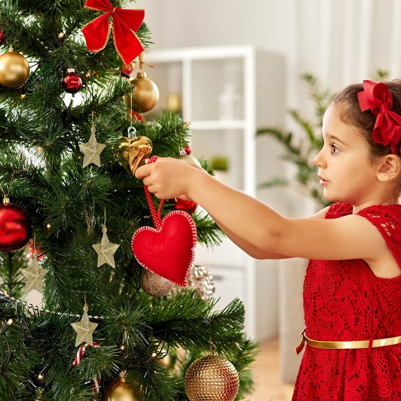 30Pcs Mini Gold Glitter Star Pendant Christmas Tree Hanging Decorations