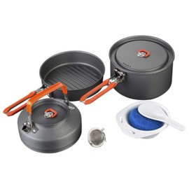 Fire-Maple Feast 2 Camping Cookware Set | Outdoor Cooking Set with Pot, Kettle, Pan, Bowls and Spatula | Premium Construction | Ideal Mess Kit for Backpacking, Hiking, Car Camping and Emergency Use