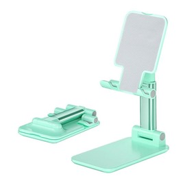 Cell Phone Stand, Angle Height Adjustable Cell Phone Holder with Silicon Pad for Desk Fully Foldable Mobile Phone Holder Compatible with All Mobile Phones - Color: white