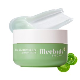 Meebak Cica Gel Face Moisturizer | Lightweight Hydrating Water Cream with Hyaluronic Acid & Vegan Collagen | Fast-Absorbing, Cooling Gel for All-Day Hydration & Glass Skin | Korean Skin Care