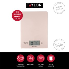 Taylor Pro Digital Cooking Scales with Touchless Tare, For Dry & Liquid Weighing, Gift Boxed, Rose Gold, 5kg / 5000ml Capacity