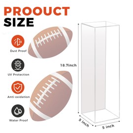 Clear Football End Zone Pylon Display Case with Mirrored, Acrylic Shadow Box for Football End Zone Pylon UV Protecting Game Day, 18.7" H x 5" L x 5" W