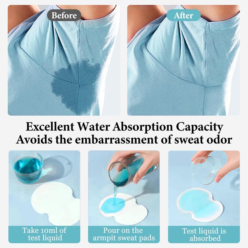 Armpit Sweat Pads, Disposable Underarm Sweat Pads, Invisible Sweat Pads