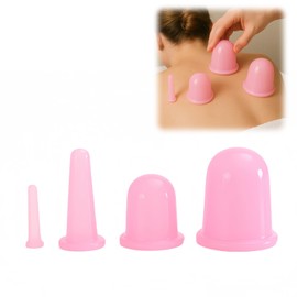 GGUFAY Schröpfen Gesicht, Schröpfgläser Silikon, 4 Stück Gesicht Schröpfen Silikon Vacuum Cup, Eye Massager mit Aufbewahrungsbeutel, Cellulite Cup Schröpfmassage Tools, Schröpftherapie