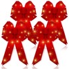 Set of 4 Lighted Christmas Tree Topper Bows Large Decorative