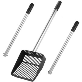 5.5Inch Chicken Poop Scooper, 31" to 42" Long Chicken Coop Litter Scoop with Stainless Steel Handle, 4 in 1 Multifunctional Heavy Duty Litter Sifting Shovel, Non Stick Detachable Cat Litter Sifter