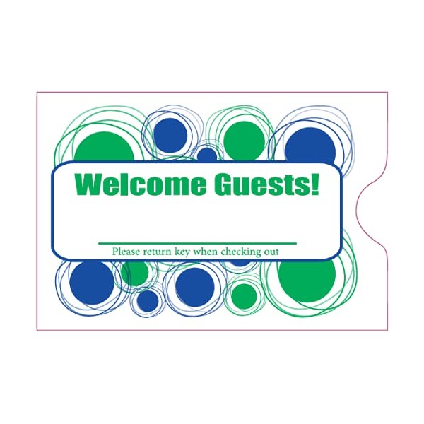 Cashier Depot Keycard Envelope/Sleeve" Welcome Guests" 2-3/8" x 3-1/2", 500/Box (Olive Green.)