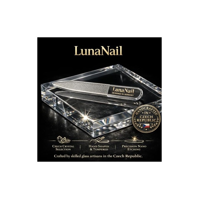 Glass Nail File & Buffer for Natural Nails, Czech Crystal