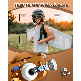 Slothcloud Cartoon Kids Selfie Camera,Festivals Gifts for Boys Age 3-12,HD Kids Digital Video Cameras for Toddler,Toys for 4 5 6 7 8 Years Old Teens with 32GB SD Card,Christmas Birthday Gifts for Boys
